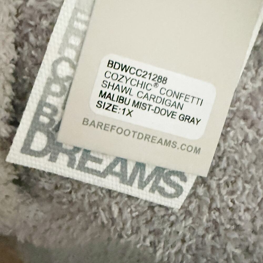 BAREFOOT DREAMS | CozyChic Confetti Shawl Cardigan Malibu Mist Doce Gray‎ | 1X - Picture 7 of 7